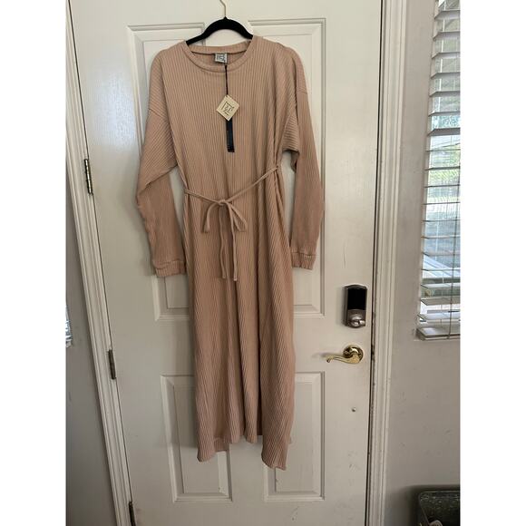 Baserange Women's Gravel Beige Shaw Kaftan Maxi Dress Size Medium Lagenlook - Picture 4 of 12